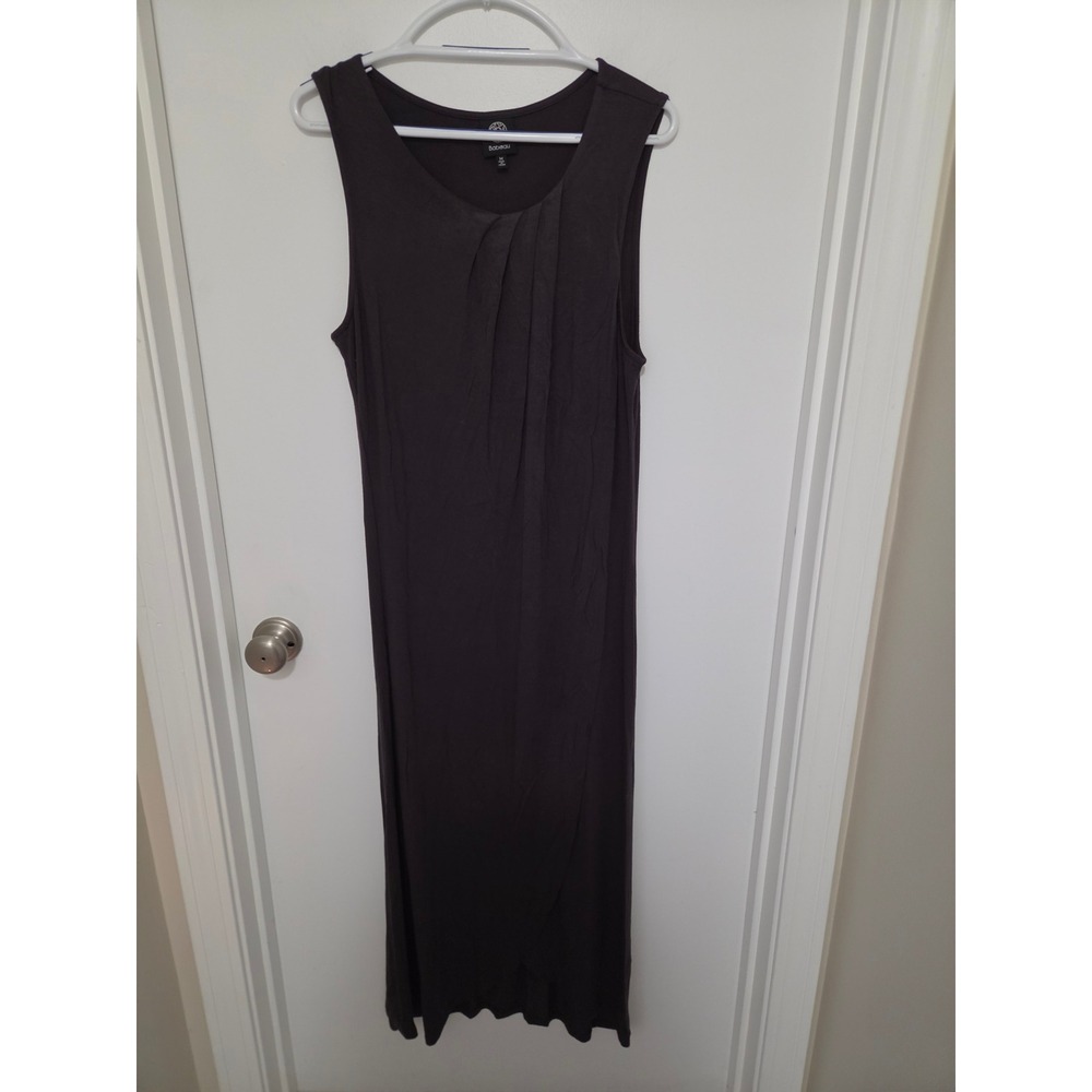 Bobeau Womens Brown Sleeveless Pleated Scoop Neck Maxi Dress Medium